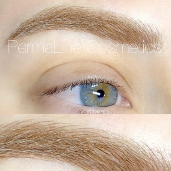 A woman's eyebrows before and after treatment.