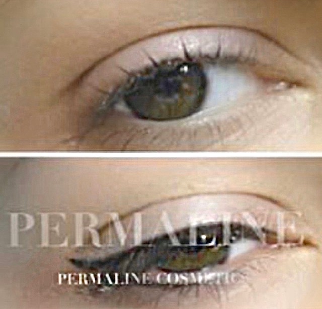 Permaline eyeliner before and after.