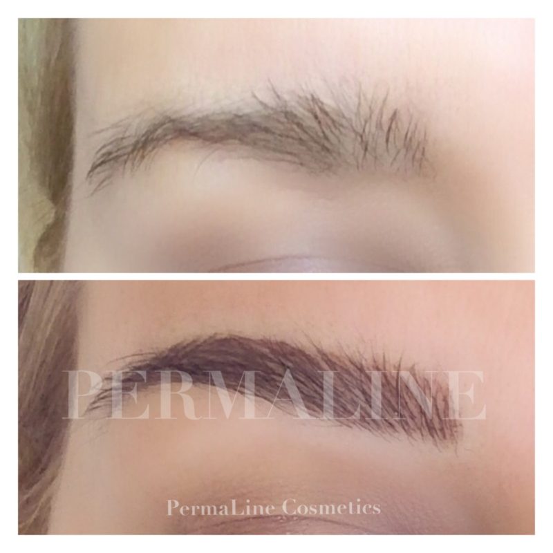 Permanent eyebrows - before and after.