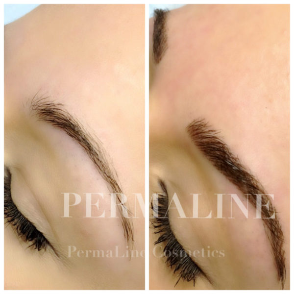 A before and after photo of eyebrows.